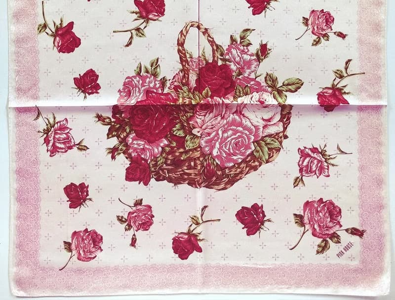 Pink House Vintage Handkerchief Roses Bouquet 23 x 22.5 inches