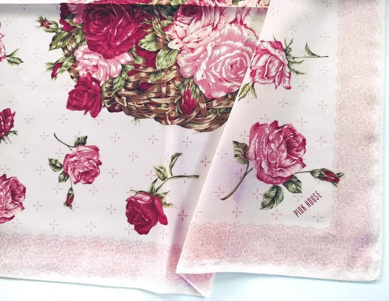 Pink House Vintage Handkerchief Roses Bouquet 23 x 22.5 inches