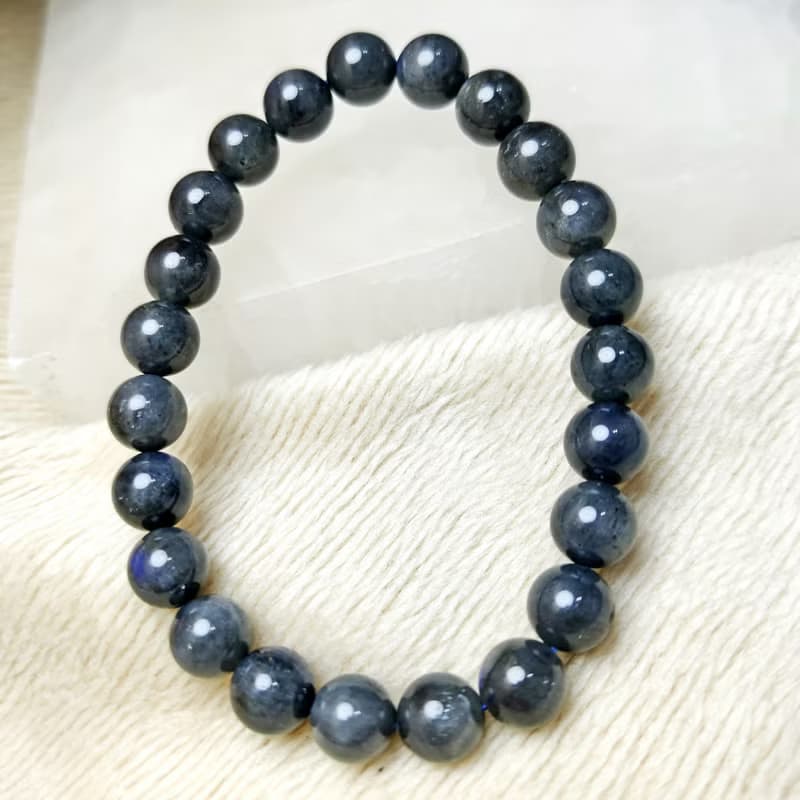 【訂製品】黑拉長石 黑灰月光石 9-12mm  手串 手鍊 天然水晶