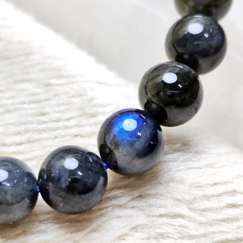 【訂製品】黑拉長石 黑灰月光石 9-12mm  手串 手鍊 天然水晶