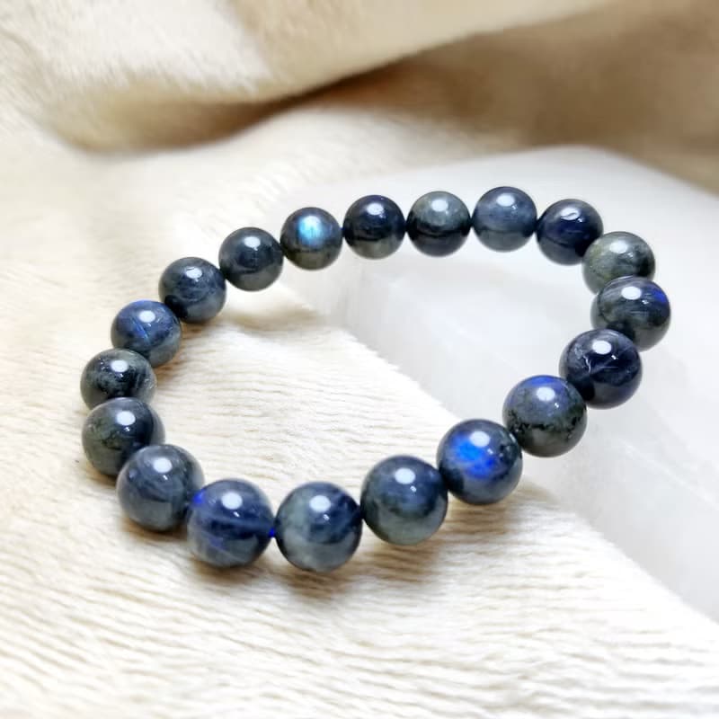 【訂製品】黑拉長石 黑灰月光石 9-12mm  手串 手鍊 天然水晶