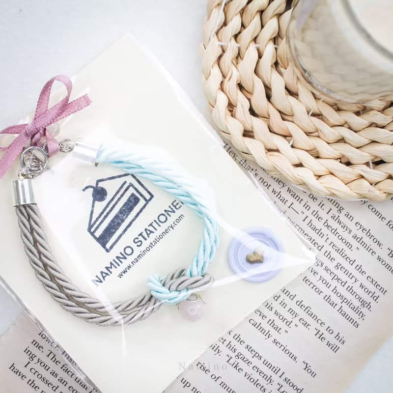 Mashmallows Rope Bracelet with Lucky Stone - Grey & Pink