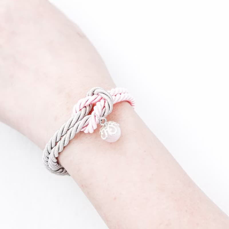 Mashmallows Rope Bracelet with Lucky Stone - Grey & Pink
