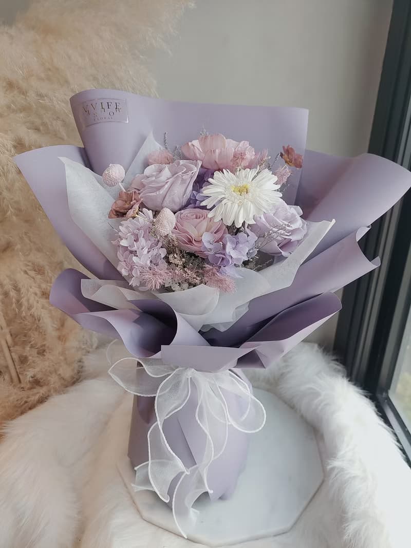 迷人紫羅蘭永生花束/生日/開幕/求婚