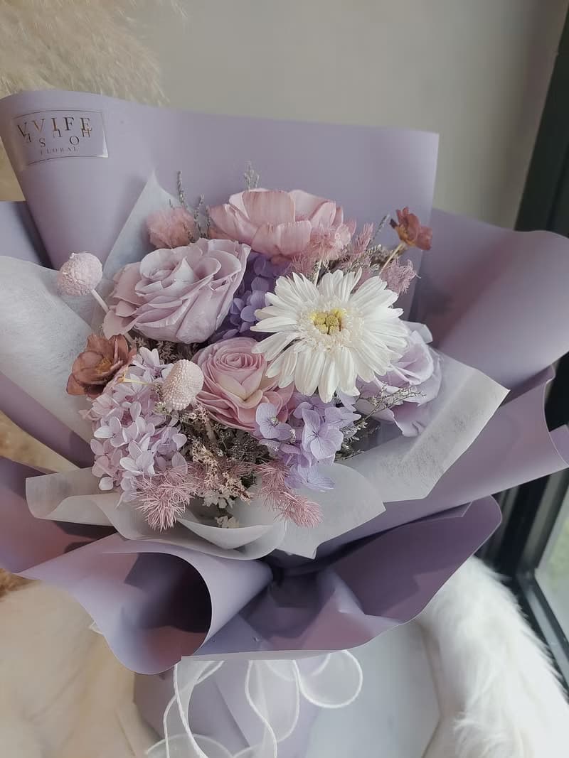 迷人紫羅蘭永生花束/生日/開幕/求婚