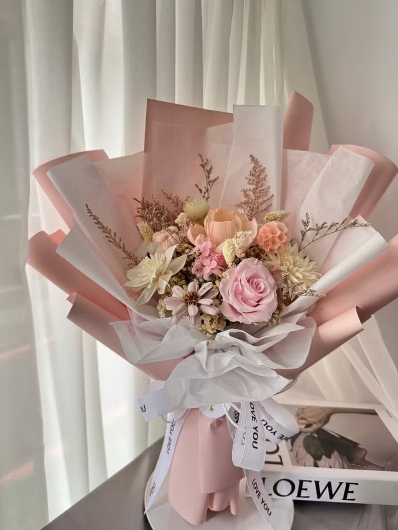 永生花束 粉浪漫款