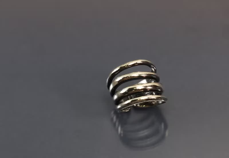 線條系列-縷空線條寬版開口925銀戒