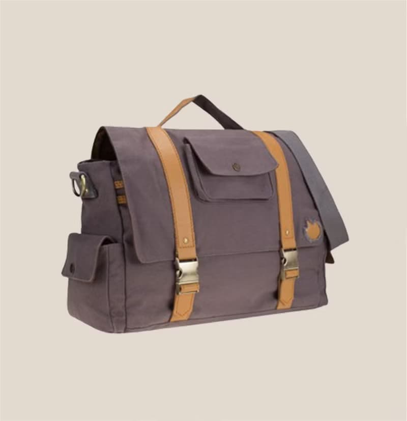 Canvas overnight bag with genuine leather trim