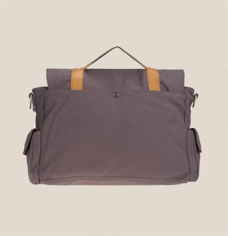 Canvas overnight bag with genuine leather trim