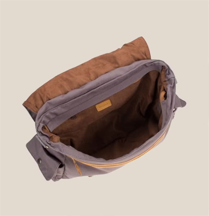 Canvas overnight bag with genuine leather trim
