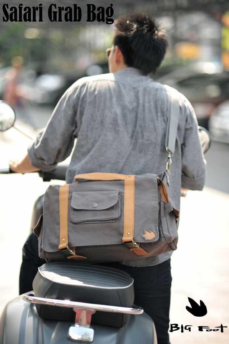 Canvas overnight bag with genuine leather trim