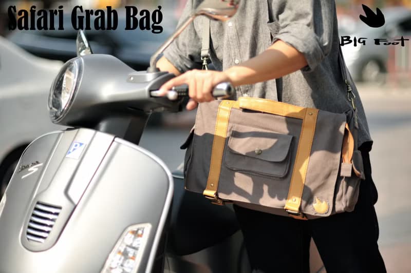 Canvas overnight bag with genuine leather trim