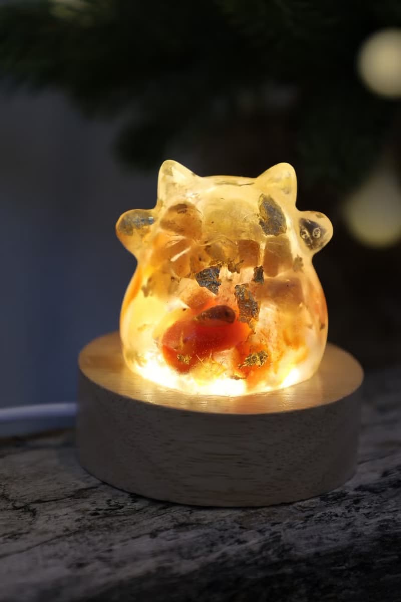 【快速出貨】鴻運當頭日式寶石瑪瑙招財貓小夜燈-財位開運