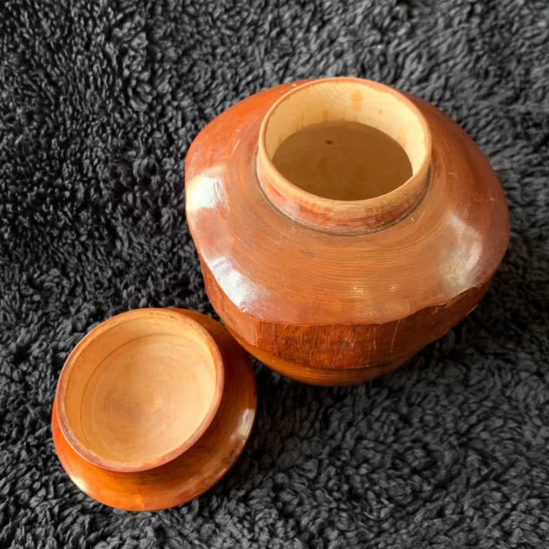 日本 早期日光木雕茶罐│精湛工藝 古樸淳美 木匠工藝品 收藏品