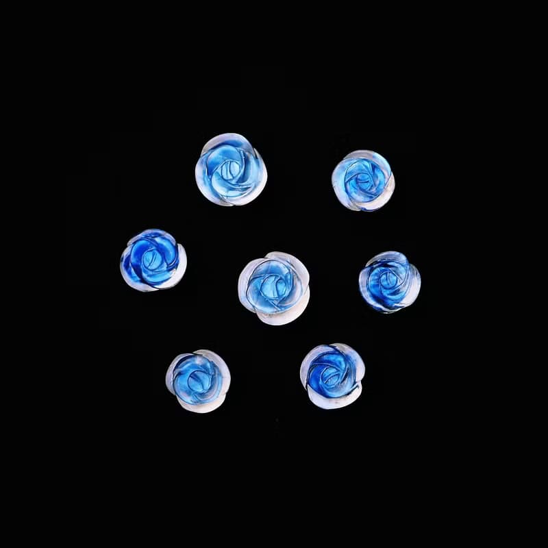 天然藍暈月光石玫瑰花 純銀耳針