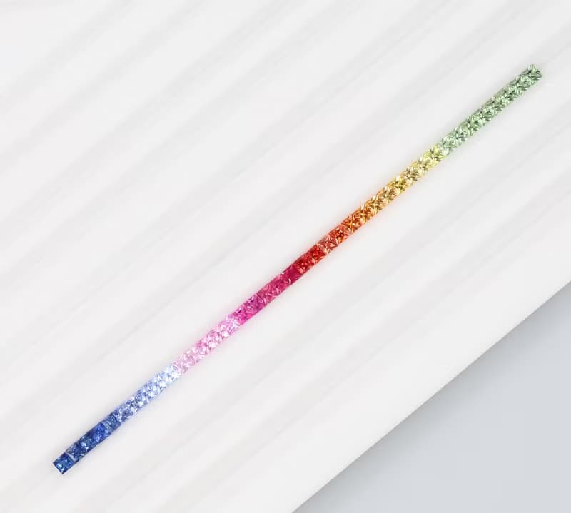 自選色紅色黃色藍色彩色藍寶石1.02ct向日葵彩虹大微笑項鍊18K白