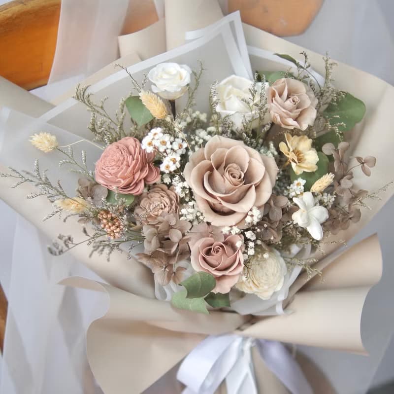 【艸弄Garden Lane Floral】玫瑰奶茶 (L) /情人節花禮/求婚花束