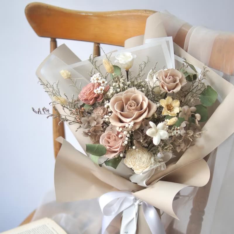 【艸弄Garden Lane Floral】玫瑰奶茶 (L) /情人節花禮/求婚花束