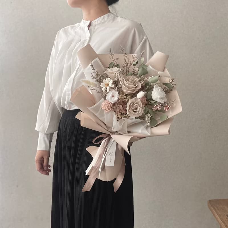 【艸弄Garden Lane Floral】玫瑰奶茶 (L) /情人節花禮/求婚花束