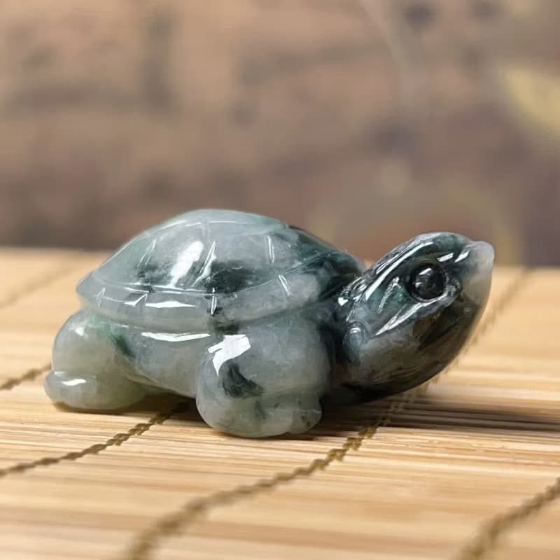 【吉祥‧長壽】飄花翡翠烏龜 | 天然緬甸A貨翡翠 | 送禮