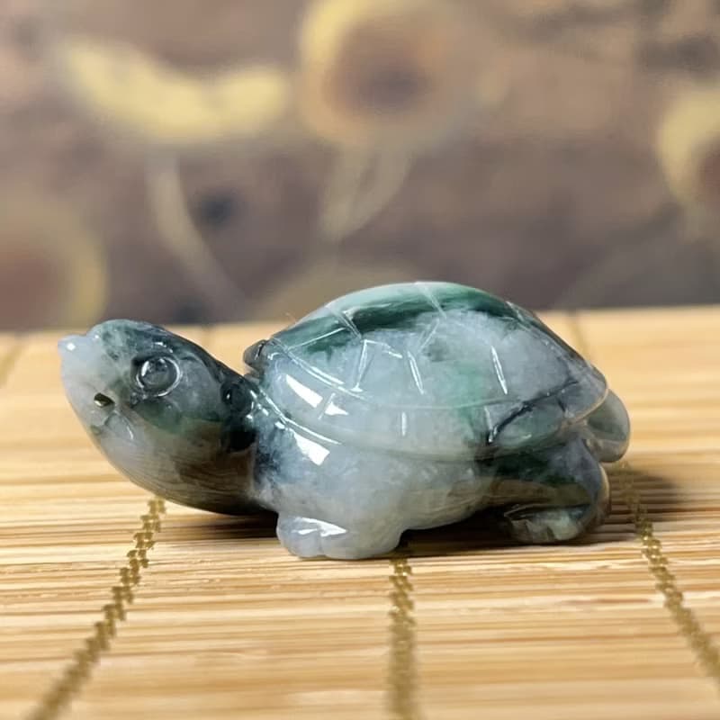 【吉祥‧長壽】飄花翡翠烏龜 | 天然緬甸A貨翡翠 | 送禮