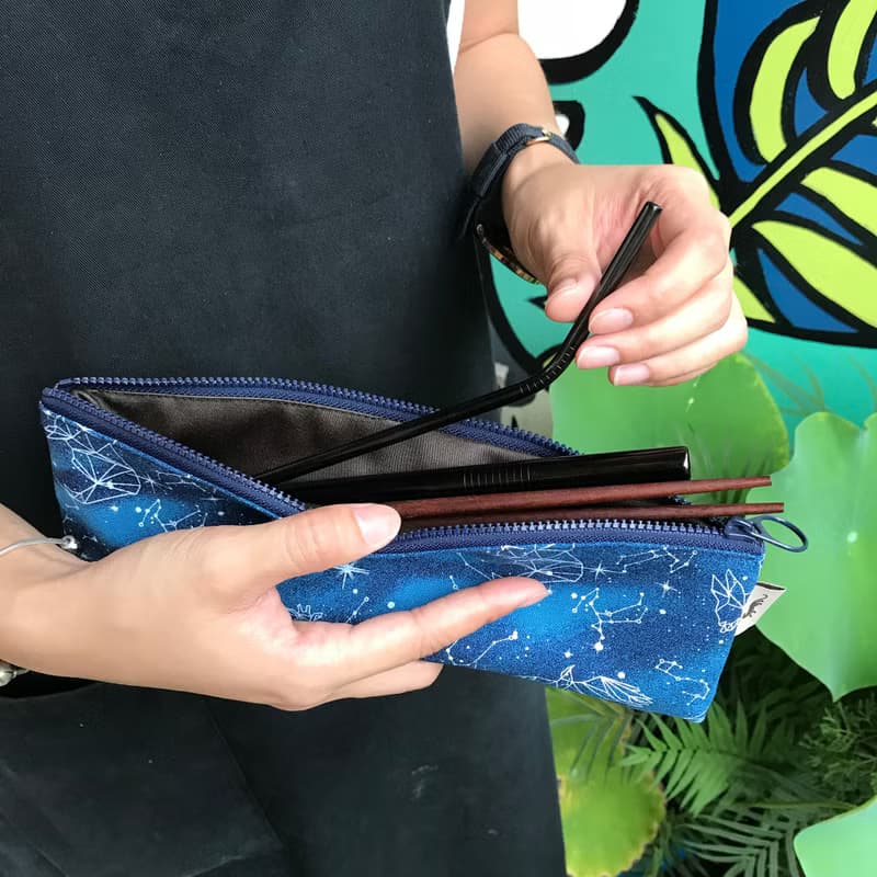 【自選布加長型內防水餐具袋】 /筆袋