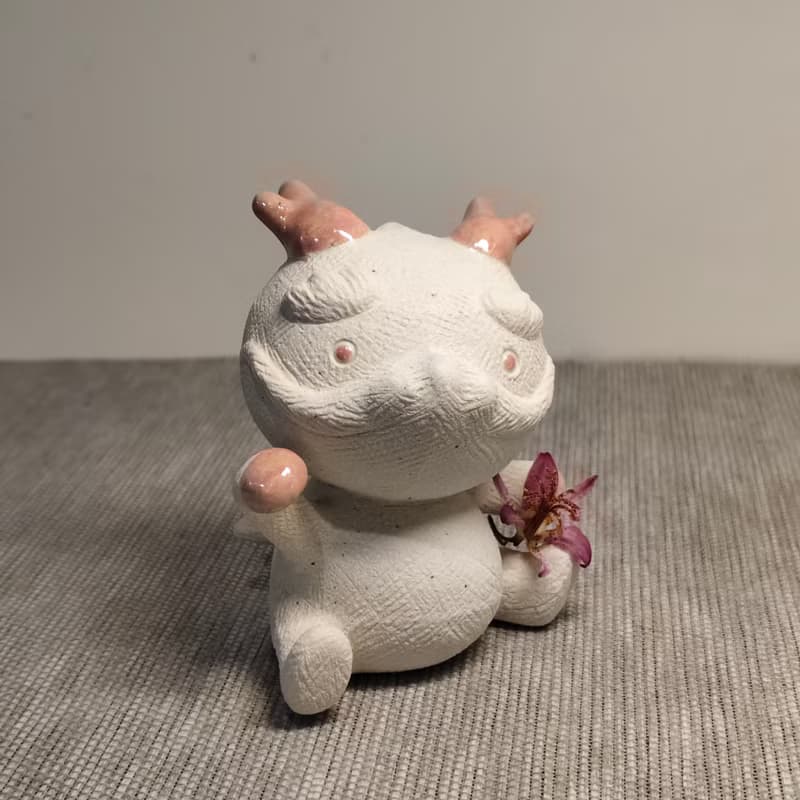 限量版【招招龍–珠光紅】招財陶藝茶寵擺件
