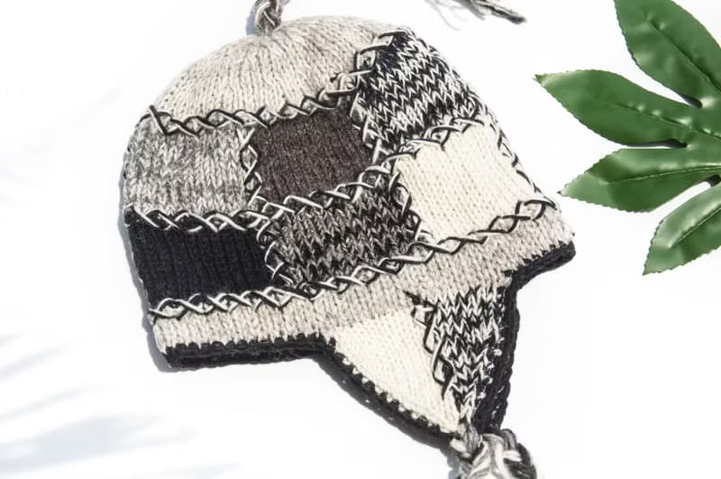 針織純羊毛帽/手工內刷毛毛帽/針織毛帽/飛行毛帽/毛線帽-南美洲