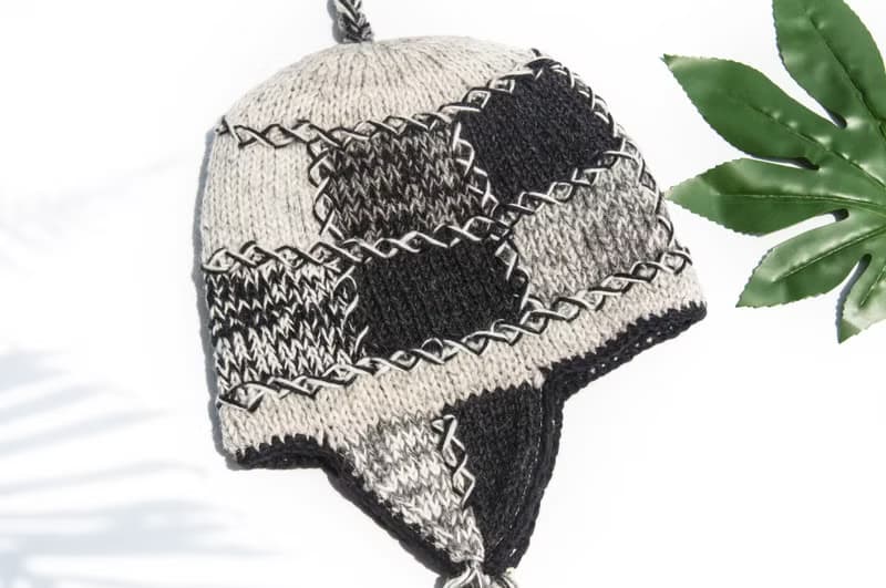 針織純羊毛帽/手工內刷毛毛帽/針織毛帽/飛行毛帽/毛線帽-南美洲