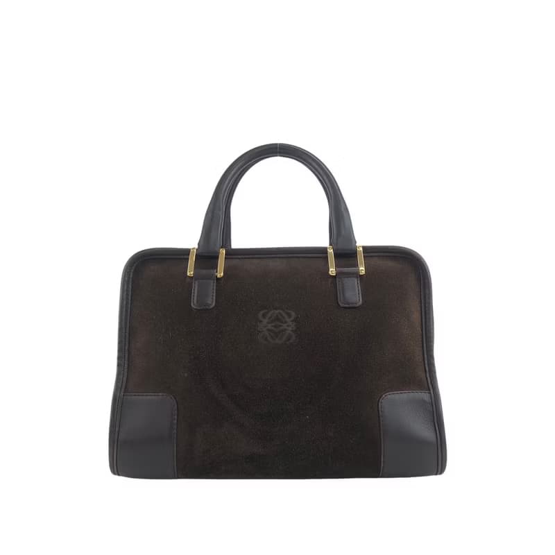 【 日本直送　名牌中古包 】LOEWE ロエベ アマソナ28 ハンドバッグ ブラウン スエード ミニボストン vintage ヴィンテージ 3s6cim