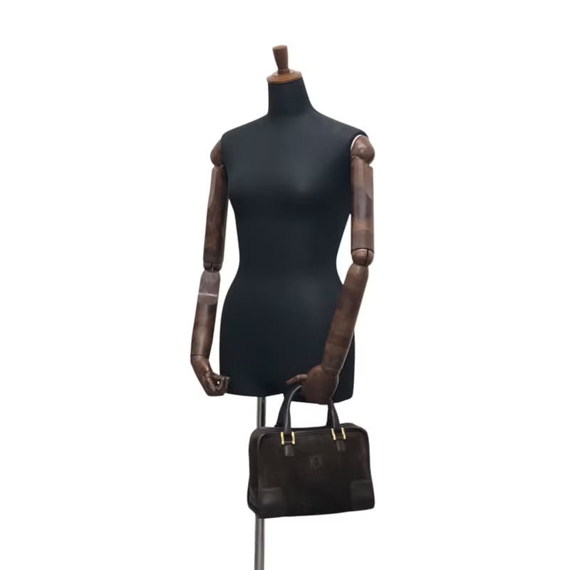 【 日本直送　名牌中古包 】LOEWE ロエベ アマソナ28 ハンドバッグ ブラウン スエード ミニボストン vintage ヴィンテージ 3s6cim