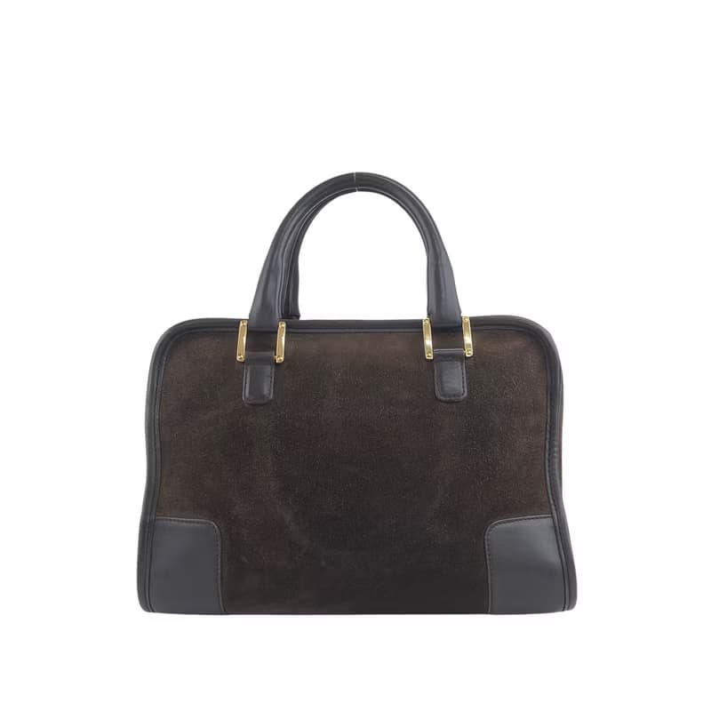 【 日本直送　名牌中古包 】LOEWE ロエベ アマソナ28 ハンドバッグ ブラウン スエード ミニボストン vintage ヴィンテージ 3s6cim