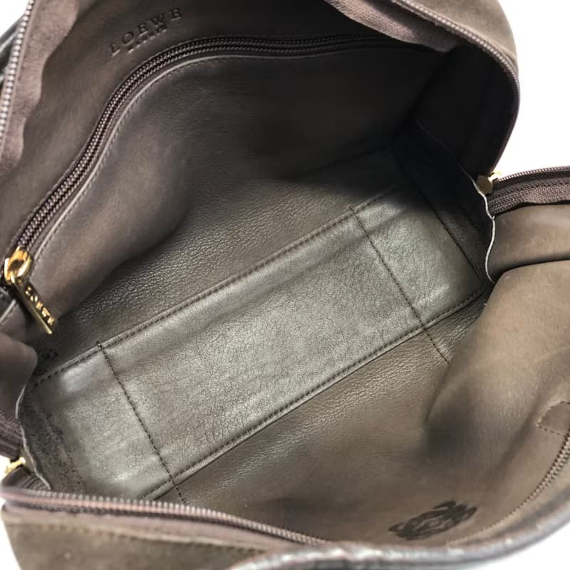【 日本直送　名牌中古包 】LOEWE ロエベ アマソナ28 ハンドバッグ ブラウン スエード ミニボストン vintage ヴィンテージ 3s6cim