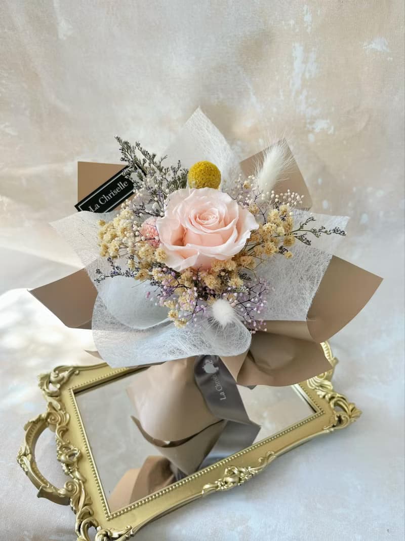 可寄台灣  大地系 單枝 玫瑰花 保鮮花束 永生花束 不凋花束