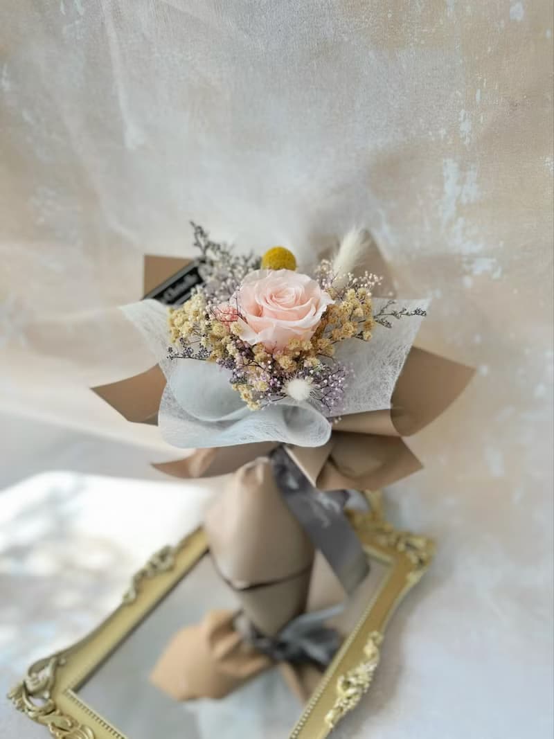 可寄台灣  大地系 單枝 玫瑰花 保鮮花束 永生花束 不凋花束