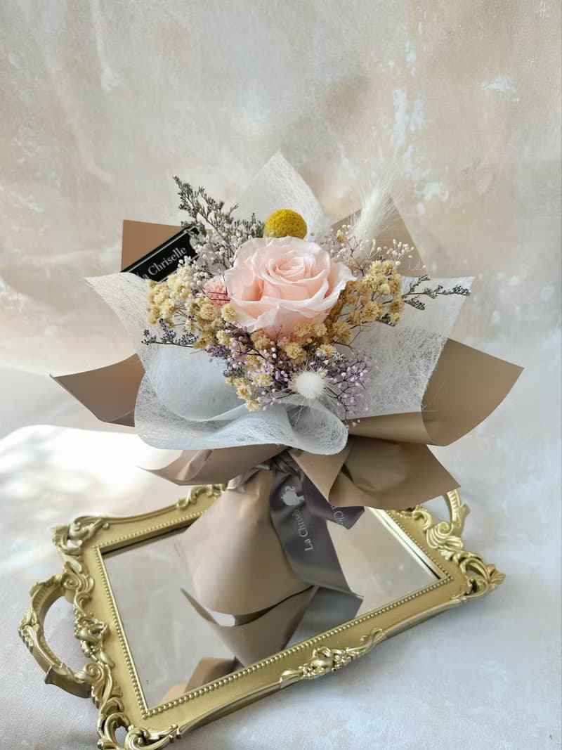 可寄台灣  大地系 單枝 玫瑰花 保鮮花束 永生花束 不凋花束