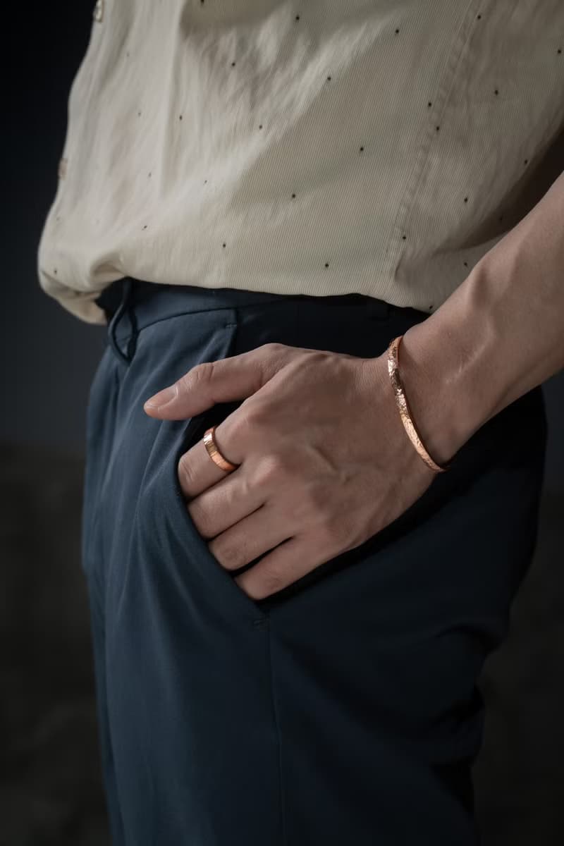 鎚目海浪/樹紋 銅手環 Hammered Head Copper Bangle