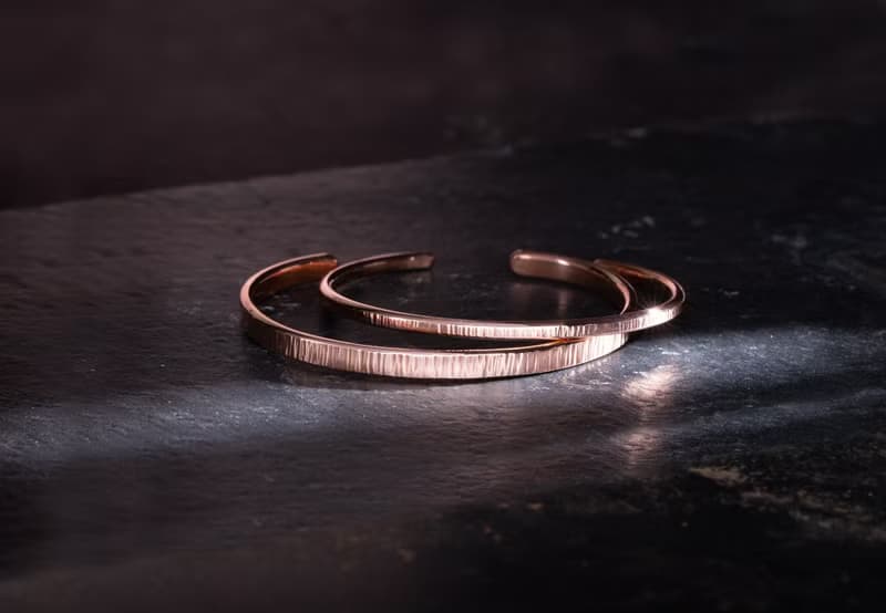 鎚目海浪/樹紋 銅手環 Hammered Head Copper Bangle