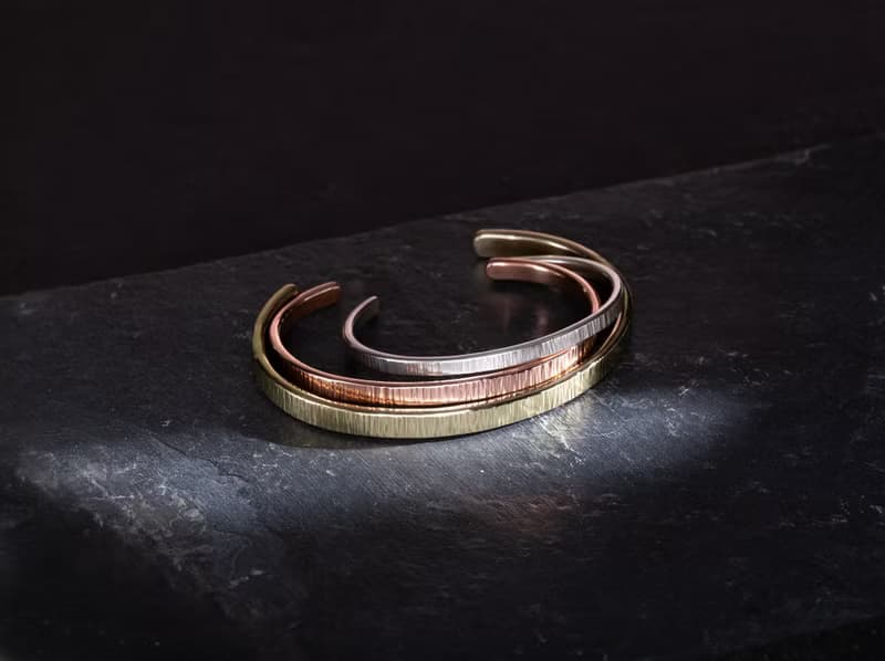 鎚目海浪/樹紋 銅手環 Hammered Head Copper Bangle