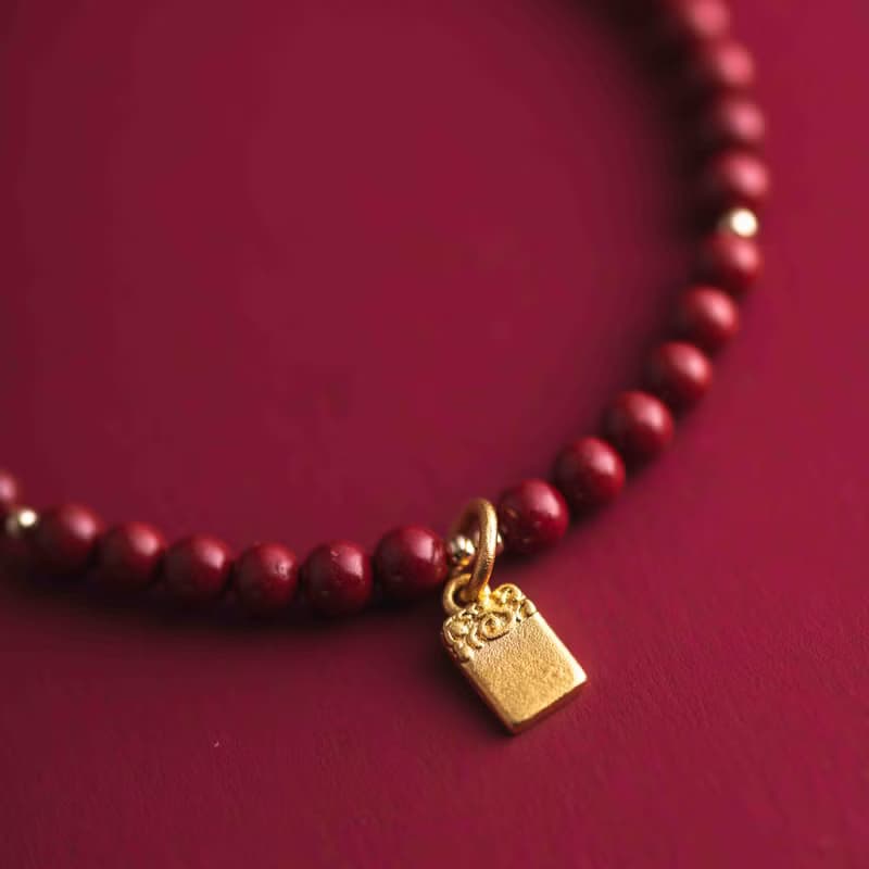 硃砂平安符化太歲手鍊 | 本命年紅色金飾手鍊 情侶手鍊