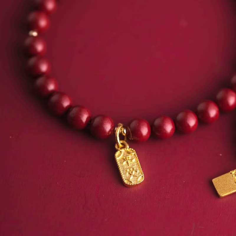 硃砂平安符化太歲手鍊 | 本命年紅色金飾手鍊 情侶手鍊