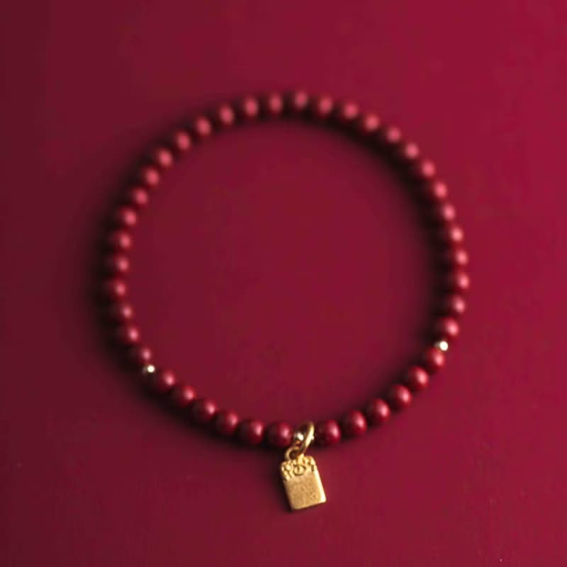 硃砂平安符化太歲手鍊 | 本命年紅色金飾手鍊 情侶手鍊