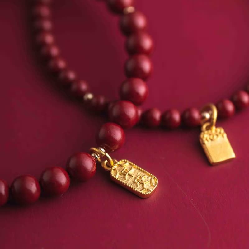 硃砂平安符化太歲手鍊 | 本命年紅色金飾手鍊 情侶手鍊