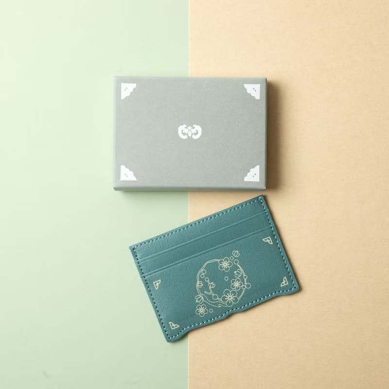 Vegan eco-friendly Hanji Leather Plum Blossom 韓国 誕生日プレゼント Card Wallet Green