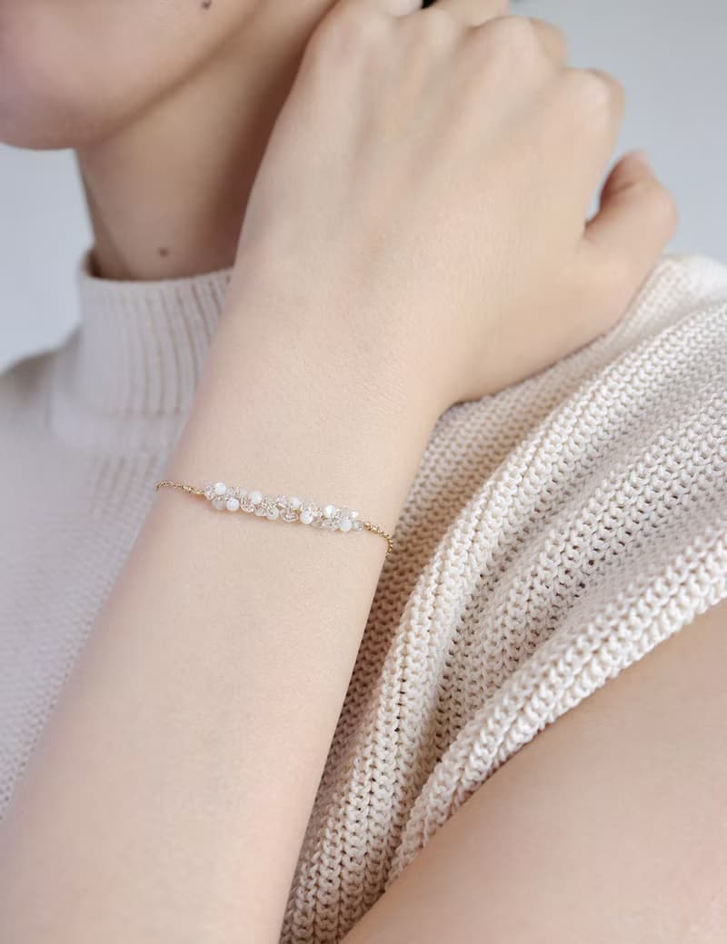 14KGF 赫基蒙水晶×白貝 天然石手鍊腳鍊 可調節