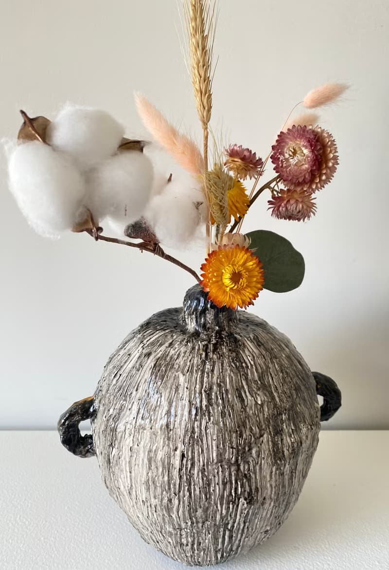 乾花花瓶 室內花瓶 石花瓶 粘土雕塑 藝術品 裝飾