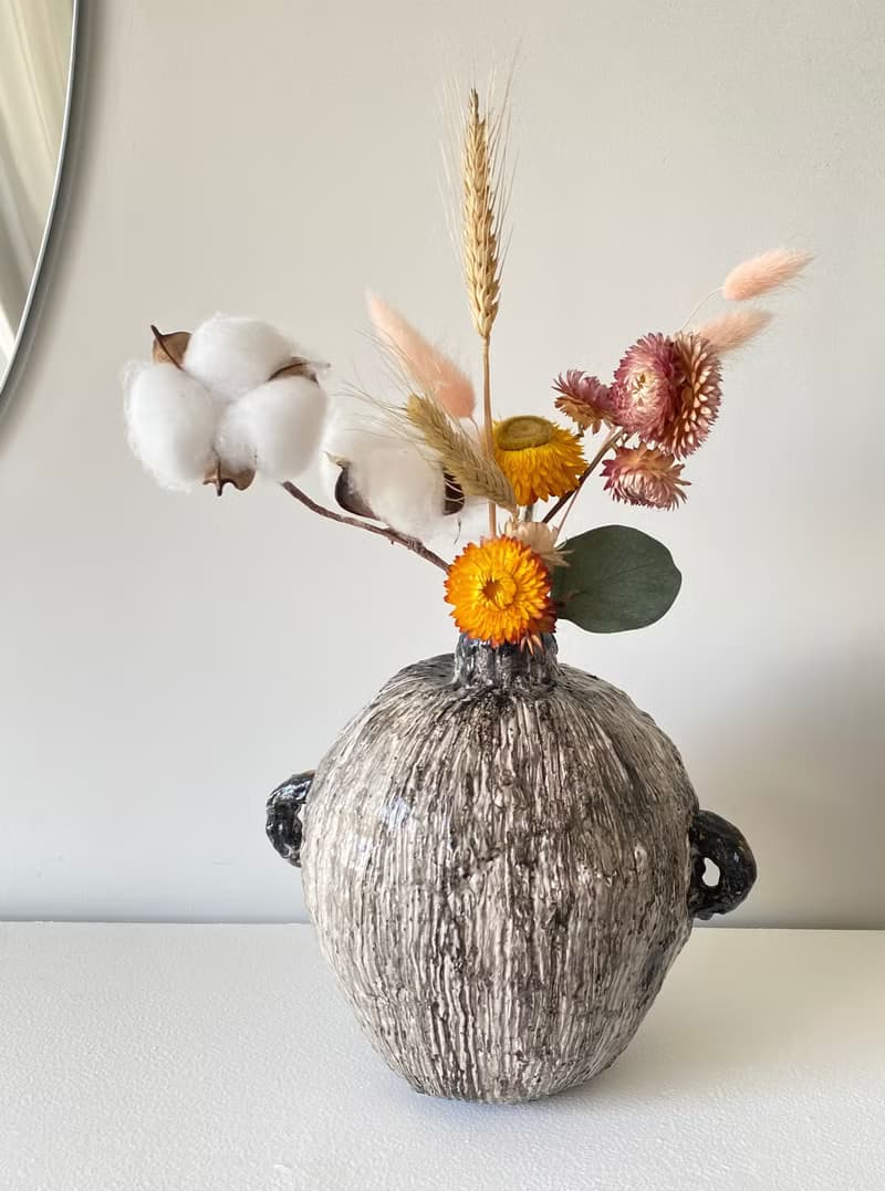 乾花花瓶 室內花瓶 石花瓶 粘土雕塑 藝術品 裝飾