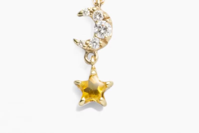 K10月と星のイエローサファイア/ダイヤモンドネックレス