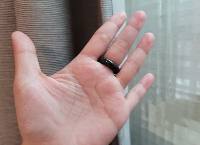【親翠】天然翡翠 黝黑圓骨手指鐲戒圈10號 畢業禮物