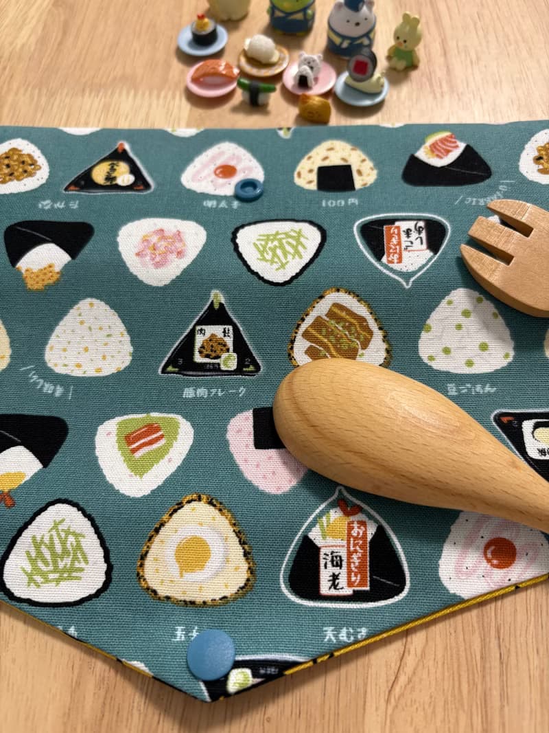 文青風環保純棉筷袋 美味三角飯糰 湖水綠 厚實手感 水豚君就愛壽